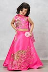 Pinkcow designs pvt ltd_Pink Raw Silk Embroidered Gota Hand Lehenga Set _Online_at_Aza_Fashions