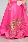 Shop_Pinkcow designs pvt ltd_Pink Raw Silk Embroidered Gota Hand Lehenga Set _Online_at_Aza_Fashions