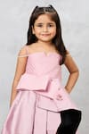 Buy_Pinkcow designs pvt ltd_Pink Tafetta Silk Crepe Quilted Bow Gown _Online_at_Aza_Fashions