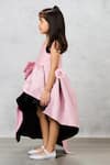 Shop_Pinkcow designs pvt ltd_Pink Tafetta Silk Crepe Quilted Bow Gown _Online_at_Aza_Fashions