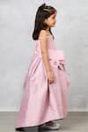 Pinkcow designs pvt ltd_Pink Tafetta Silk Crepe Quilted Bow Gown _at_Aza_Fashions