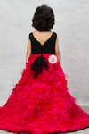 Shop_Pinkcow designs pvt ltd_Black Tafetta Silk Ruffled Bow Gown _at_Aza_Fashions