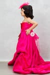 Shop_Pinkcow designs pvt ltd_Pink Tafetta Silk Crepe Floral Applique Ruffled Gown _at_Aza_Fashions