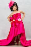 Buy_Pinkcow designs pvt ltd_Pink Tafetta Silk Crepe Floral Applique Ruffled Gown _Online_at_Aza_Fashions