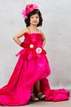 Buy_Pinkcow designs pvt ltd_Pink Tafetta Silk Crepe Floral Applique Ruffled Gown 