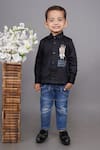 Buy_Little Brats_Black Cotton Blend Machine Embroidery Boss Baby Shirt _at_Aza_Fashions