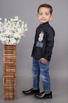 Shop_Little Brats_Black Cotton Blend Machine Embroidery Boss Baby Shirt _Online_at_Aza_Fashions