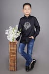 Buy_Little Brats_Black Cotton Blend Hand Embroidery Geometric Lion Full Sleeve Shirt _at_Aza_Fashions