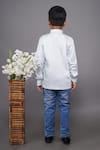 Shop_Little Brats_Sky Blue Cotton Blend Embroidery Yoga Monkey Applique Shirt _at_Aza_Fashions