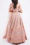 Shop_Aisha Rao_Peach Satin Silk Embroidered Floral Sweetheart Lehenga Set _at_Aza_Fashions