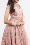 Buy_Aisha Rao_Peach Satin Silk Embroidered Floral Sweetheart Lehenga Set _Online_at_Aza_Fashions