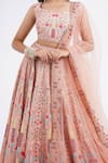 Shop_Aisha Rao_Peach Satin Silk Embroidered Floral Sweetheart Lehenga Set _Online_at_Aza_Fashions