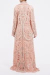 Shop_Anamika Khanna_Pink Embroidered Round Jacket And Draped Skirt Set _at_Aza_Fashions