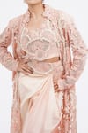 Anamika Khanna_Pink Embroidered Round Jacket And Draped Skirt Set _at_Aza_Fashions