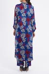 NAMRATA JOSHIPURA_Blue Printed Tropical Band Collar Willow Kurta And Pant Co-ord Set _Online_at_Aza_Fashions