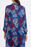 Buy_NAMRATA JOSHIPURA_Blue Printed Tropical Band Collar Willow Kurta And Pant Co-ord Set _Online_at_Aza_Fashions