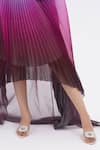 Amit Aggarwal_Purple Satin Embellished Metallic Band Collar Pleated Ombre Handkerchief Dress _Online_at_Aza_Fashions