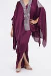 Amit Aggarwal_Purple Embellished Metallic Plunged Cape And Draped Skirt Set _Online_at_Aza_Fashions