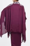 Buy_Amit Aggarwal_Purple Embellished Metallic Plunged Cape And Draped Skirt Set _Online_at_Aza_Fashions