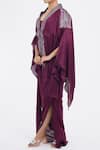 Shop_Amit Aggarwal_Purple Embellished Metallic Plunged Cape And Draped Skirt Set _Online_at_Aza_Fashions