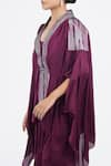 Amit Aggarwal_Purple Embellished Metallic Plunged Cape And Draped Skirt Set _at_Aza_Fashions