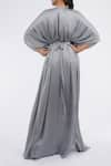 Shop_Amit Aggarwal_Grey Embellished Metallic Round Cape Dress _at_Aza_Fashions