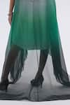 Buy_Amit Aggarwal_Emerald Green Embellished Metallic Band Collar Pleated Ombre Handkerchief Dress _Online_at_Aza_Fashions