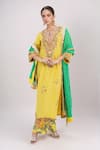 Buy_Debyani + Co_Yellow Embroidered Floral Notched Kurta Set _at_Aza_Fashions