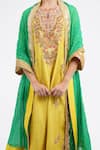 Debyani + Co_Yellow Embroidered Floral Notched Kurta Set _Online_at_Aza_Fashions