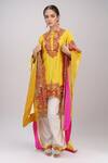 Buy_Debyani + Co_Yellow Silk Embroidery Round Kurta Salwar Set 