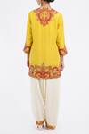 Buy_Debyani + Co_Yellow Silk Embroidery Round Kurta Salwar Set _Online