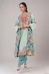 Buy_Debyani + Co_Blue Silk Embroidered Floral Notched Print Kurta And Salwar Set _at_Aza_Fashions