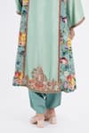 Shop_Debyani + Co_Blue Silk Embroidered Floral Notched Print Kurta And Salwar Set 