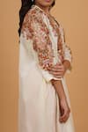 Buy_Debyani + Co_Ivory Silk Embroidered V Neck Kurta And Salwar Set _Online_at_Aza_Fashions