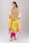 Buy_Debyani + Co_Yellow Embroidered Floral Closed Round Neck Kurta Set _at_Aza_Fashions