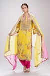 Debyani + Co_Yellow Embroidered Floral Closed Round Neck Kurta Set _at_Aza_Fashions