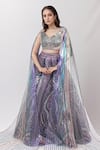 Buy_Amit Aggarwal_Multi Color Embellished Structured Pattern Plunged Metallic Lehenga Set _at_Aza_Fashions