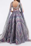 Shop_Amit Aggarwal_Multi Color Embellished Structured Pattern Plunged Metallic Lehenga Set _at_Aza_Fashions