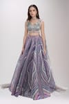 Buy_Amit Aggarwal_Multi Color Embellished Structured Pattern Plunged Metallic Lehenga Set _Online_at_Aza_Fashions