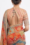 Buy_Tarun Tahiliani_Multi Color Embroidered Floral Sweetheart Print Saree With Blouse _Online_at_Aza_Fashions