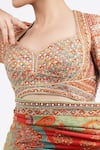 Tarun Tahiliani_Multi Color Embroidered Floral Sweetheart Print Saree With Blouse _at_Aza_Fashions