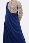 Anamika Khanna_Blue Embroidered Round Blouse With Draped Skirt Set _Online_at_Aza_Fashions