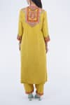 Shop_Debyani + Co_Yellow Embroidered Floral Round Kurta And Pant Set _at_Aza_Fashions