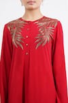 Buy_Namrata Joshipura_Red Embroidered Round Autumn Fern Asymmetric Tunic Dress _Online_at_Aza_Fashions