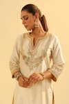 Buy_Sheetal Batra_Ivory Kurta Silk Chanderi Embroidered Aashna Kashmiri Tilla And Dhoti Pant Set _Online_at_Aza_Fashions