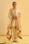 Buy_Sheetal Batra_Ivory Dupatta Silk Organza Embroidered Gota Collared Amani Kurta Salwar Set _at_Aza_Fashions