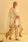 Buy_Sheetal Batra_Ivory Dupatta Silk Organza Embroidered Gota Collared Amani Kurta Salwar Set _Online_at_Aza_Fashions