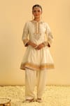 Shop_Sheetal Batra_Ivory Dupatta Silk Organza Embroidered Gota Collared Amani Kurta Salwar Set _Online_at_Aza_Fashions