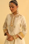 Buy_Sheetal Batra_Ivory Dupatta Silk Organza Embroidered Gota Collared Amani Kurta Salwar Set 