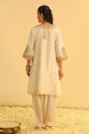 Shop_Sheetal Batra_Ivory Kurta Silk Chanderi Embroidered Kundan Arisana Kalidar And Salwar Set _at_Aza_Fashions